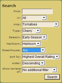 Refining search to find early-season, heirloom cherry tomato varieties.
